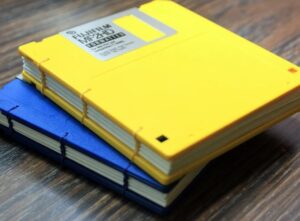 Notepads that look like stacks of floppy disks